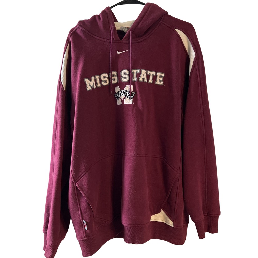 Nike Team Mississippi State Bulldogs Hoodie Maroon Embroidered Mens Large